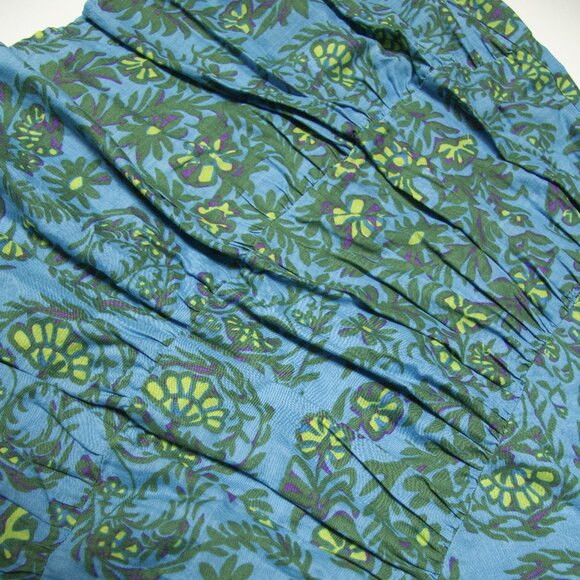 Vintage Gap Garden Floral Paisley Drop Waist Midi Ruffle Tank Dress Turquoise 6 - Picture 3 of 9